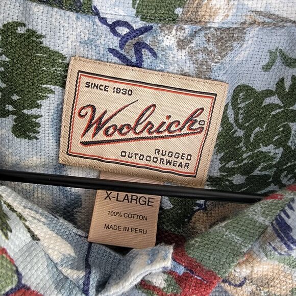 Woolrich Mens XL Rugged Outdoor Wear White Water Rafting Print Short Sleeve EUC - Picture 4 of 6